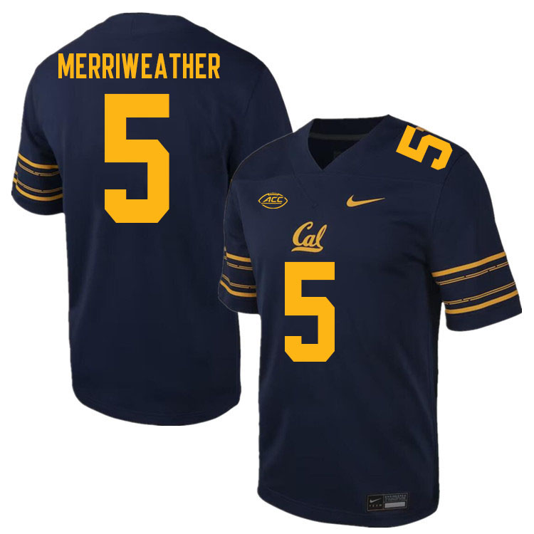 California Golden Bears #5 Tobias Merriweather ACC Conference College Football Jerseys Stitched-Navy